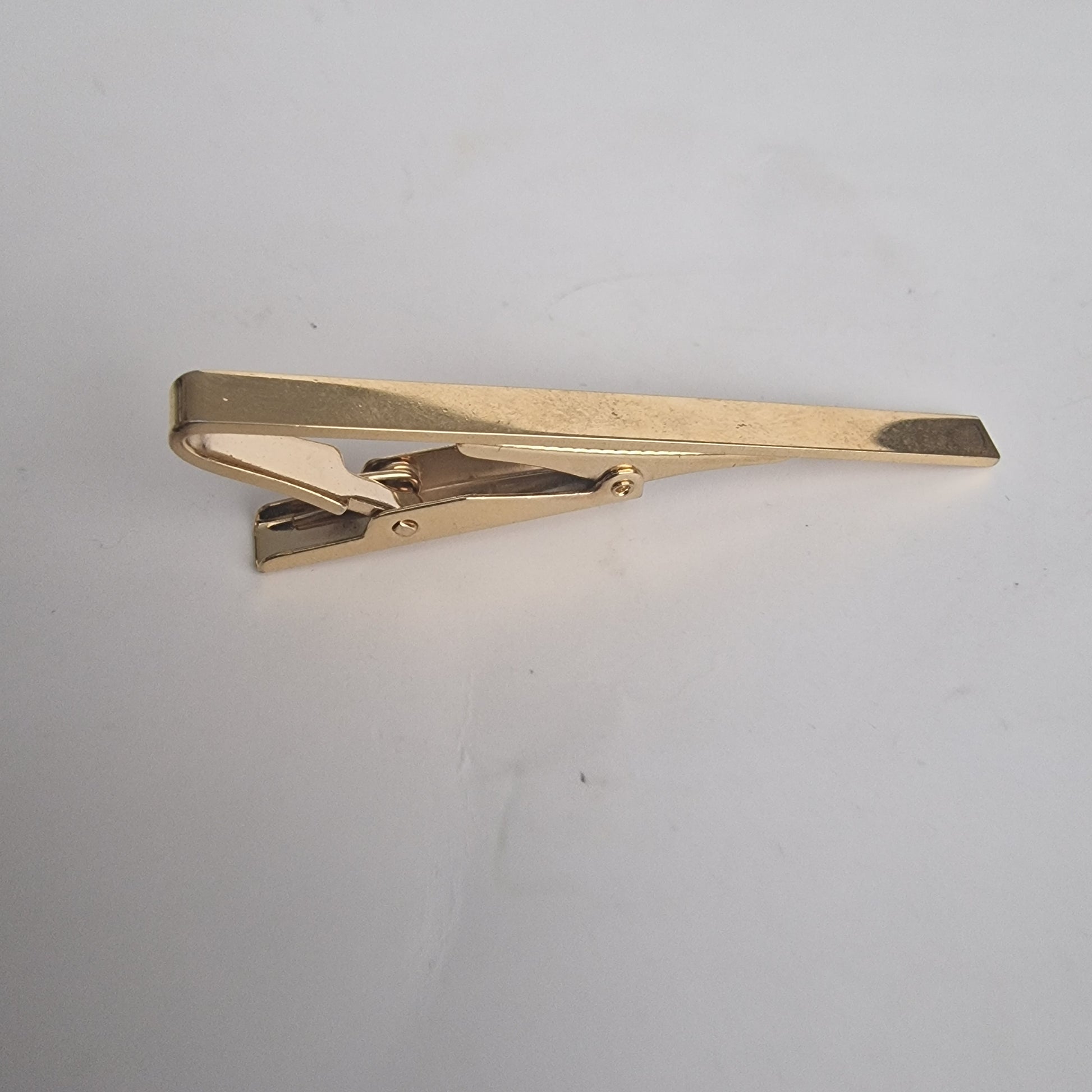 Vintage Stratton 1960s Gold-Tone Slim Bar Tie Clip Signed England Geometric Mens – photo 2