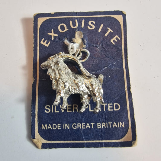 Vintage Exquisite 1970s Silver-Plated Wild Boar Figural Animal Charm Pendant UK