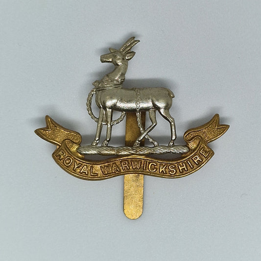 Vintage 1950s Gold-Tone Royal Warwickshire Regiment Cap Badge Military Brooch