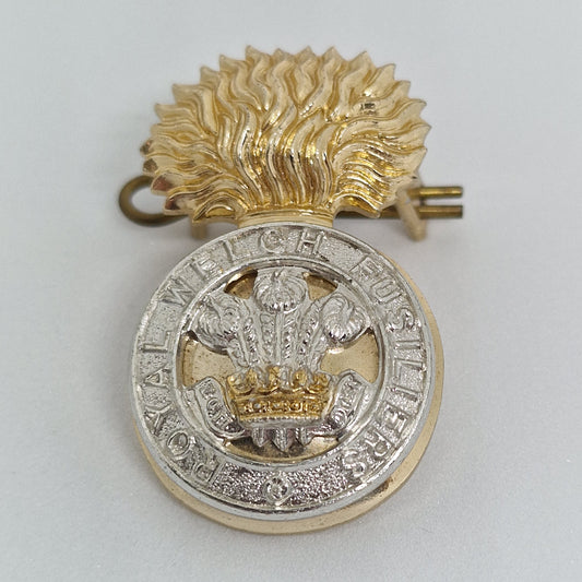 Vintage 1970s Mixed-Metal Military Brooch Royal Welch Fusiliers Cap Badge Pin
