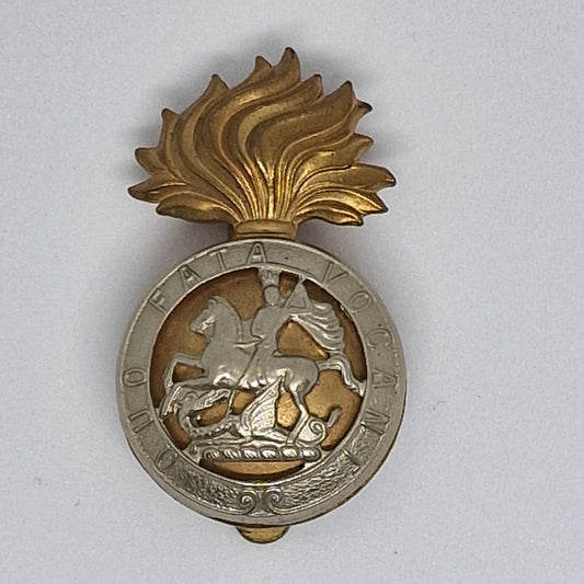 Vintage 1950s Gold-Tone Silver-Tone Military Cap Badge Royal Fusiliers Brooch