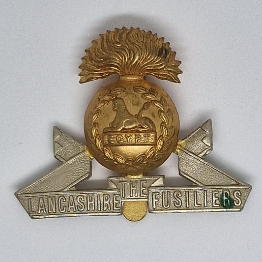 Vintage 1950s Lancashire Fusiliers Mixed Metal Military Cap Badge Brooch UK Pin