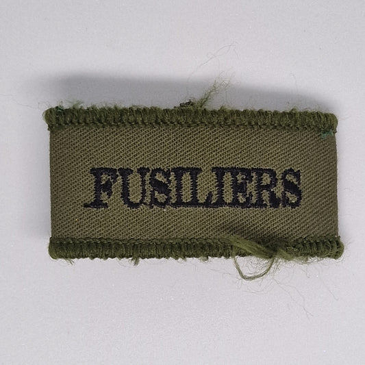 Vintage 1970s Fusiliers Fabric Military Shoulder Title Woven Patch British Army