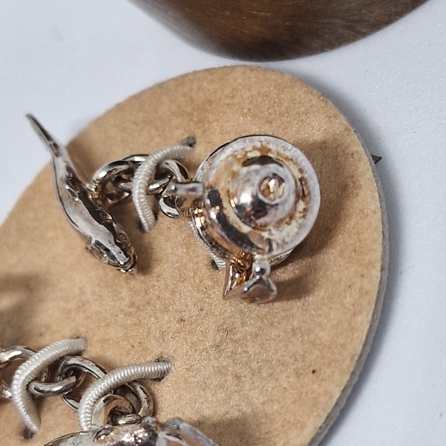 Vintage Christopher Simpson 1960s Silver-Tone Novelty Cufflinks Fishing Reel Men – photo 5