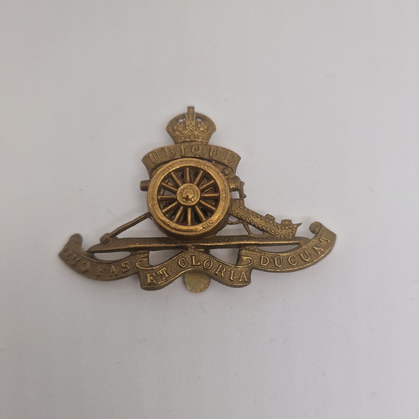 Vintage 1940s Gold-Tone Royal Artillery Cap Badge British Military Brooch Mens