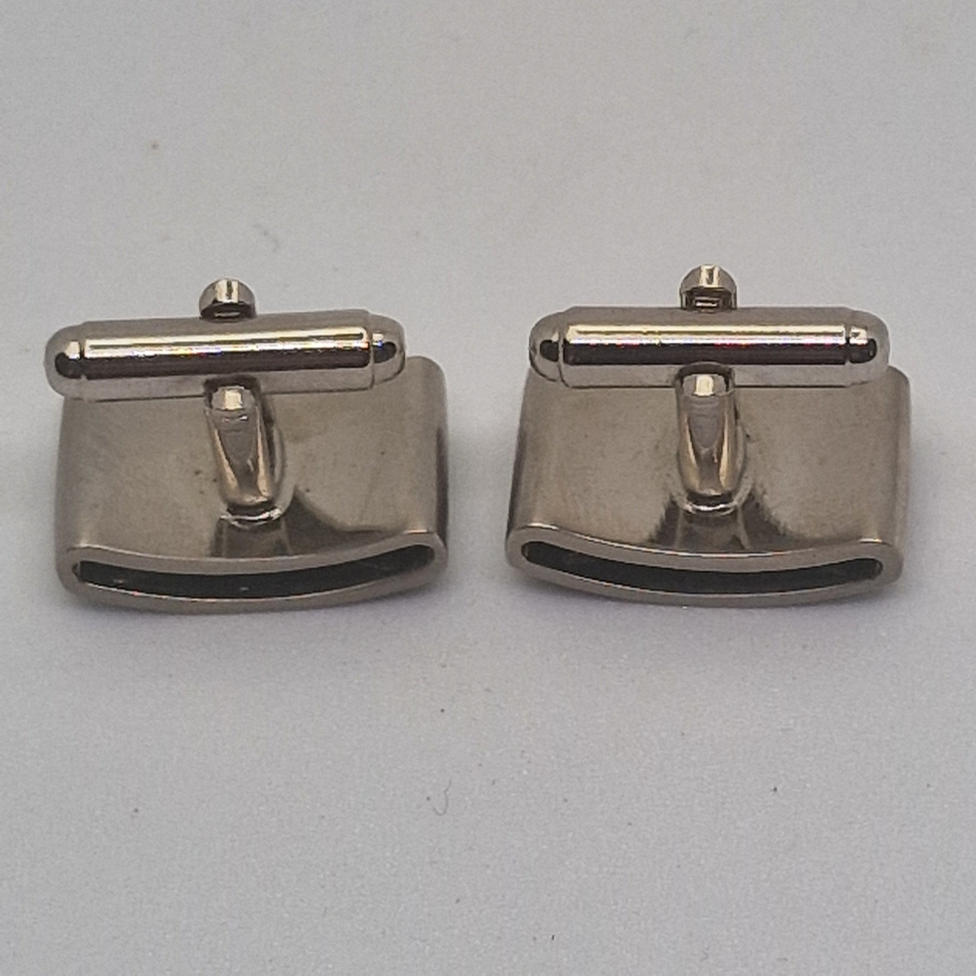 Vintage 1970s Silver-Tone Stainless Steel Cufflinks Geometric Engraved Mens Pair – photo 6
