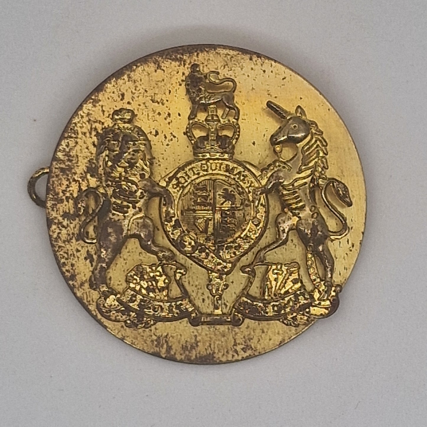 Vintage 1950s Gold-Tone British Royal Coat Of Arms Military Brooch Badge Mens – photo 2