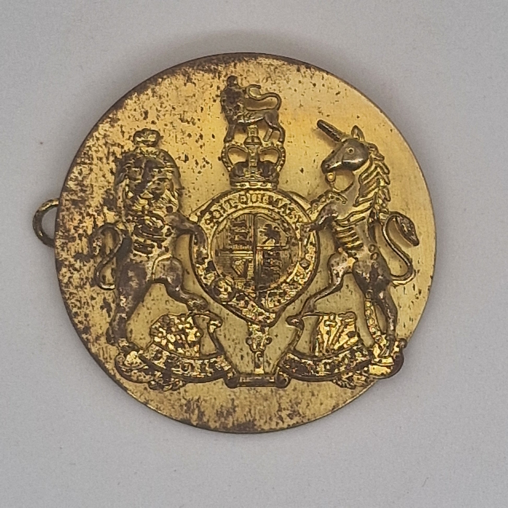 Vintage 1950s Gold-Tone British Royal Coat Of Arms Military Brooch Badge Mens – photo 2