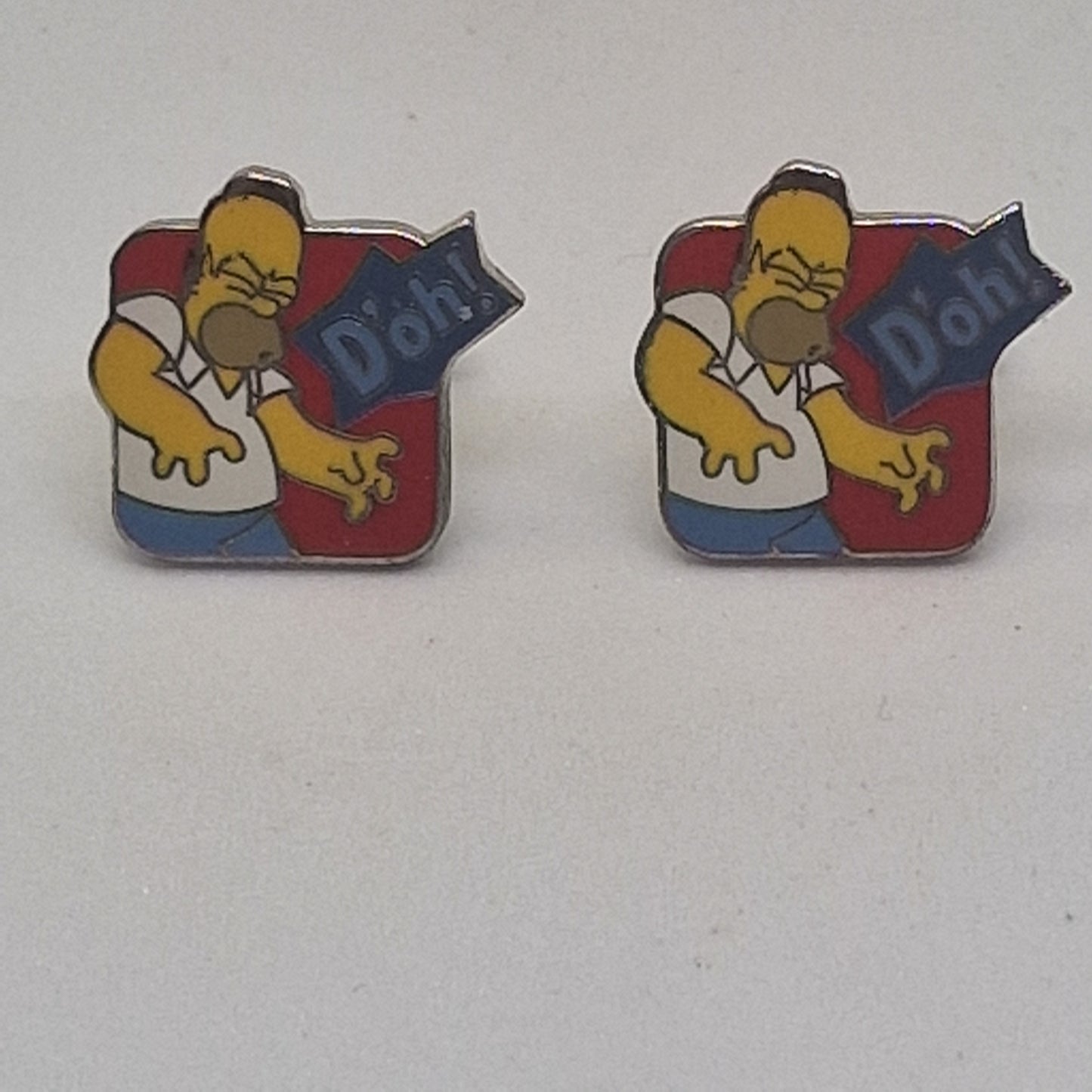 Vintage The Simpsons 1990s Silver-Tone Homer Simpson Figural Enamel Cufflinks