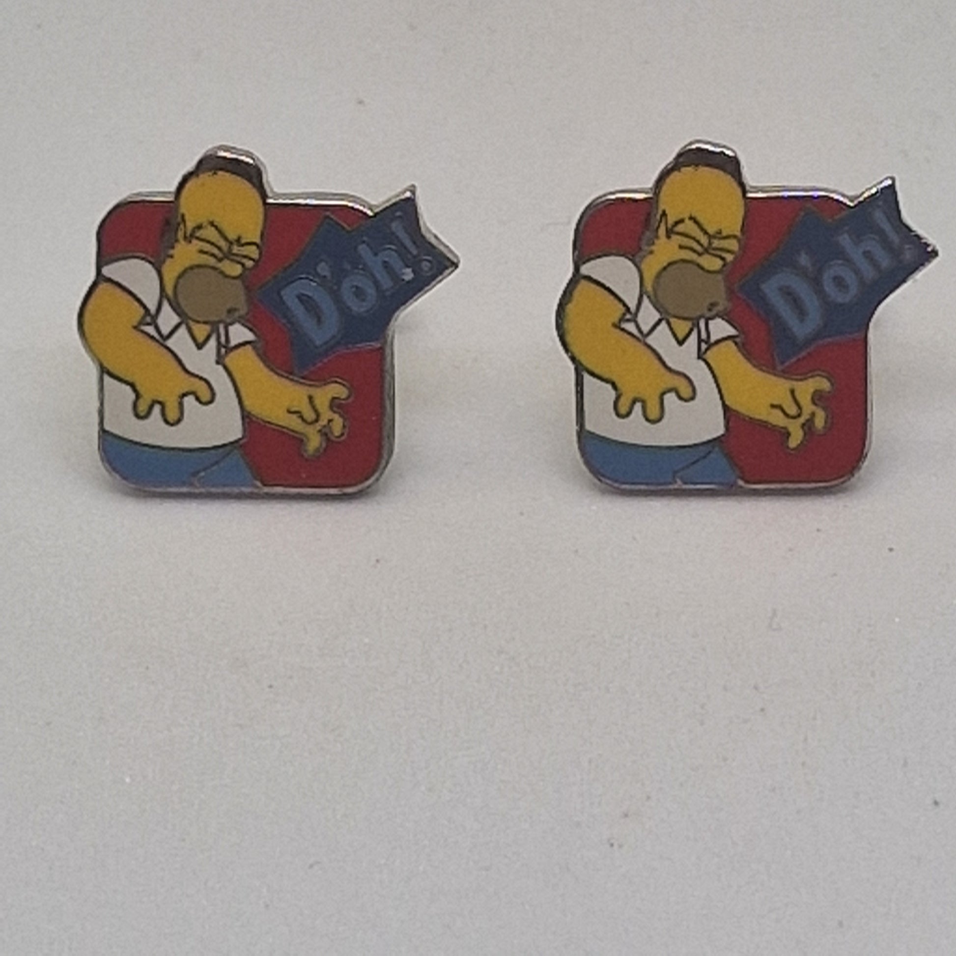 Vintage The Simpsons 1990s Silver-Tone Homer Simpson Figural Enamel Cufflinks