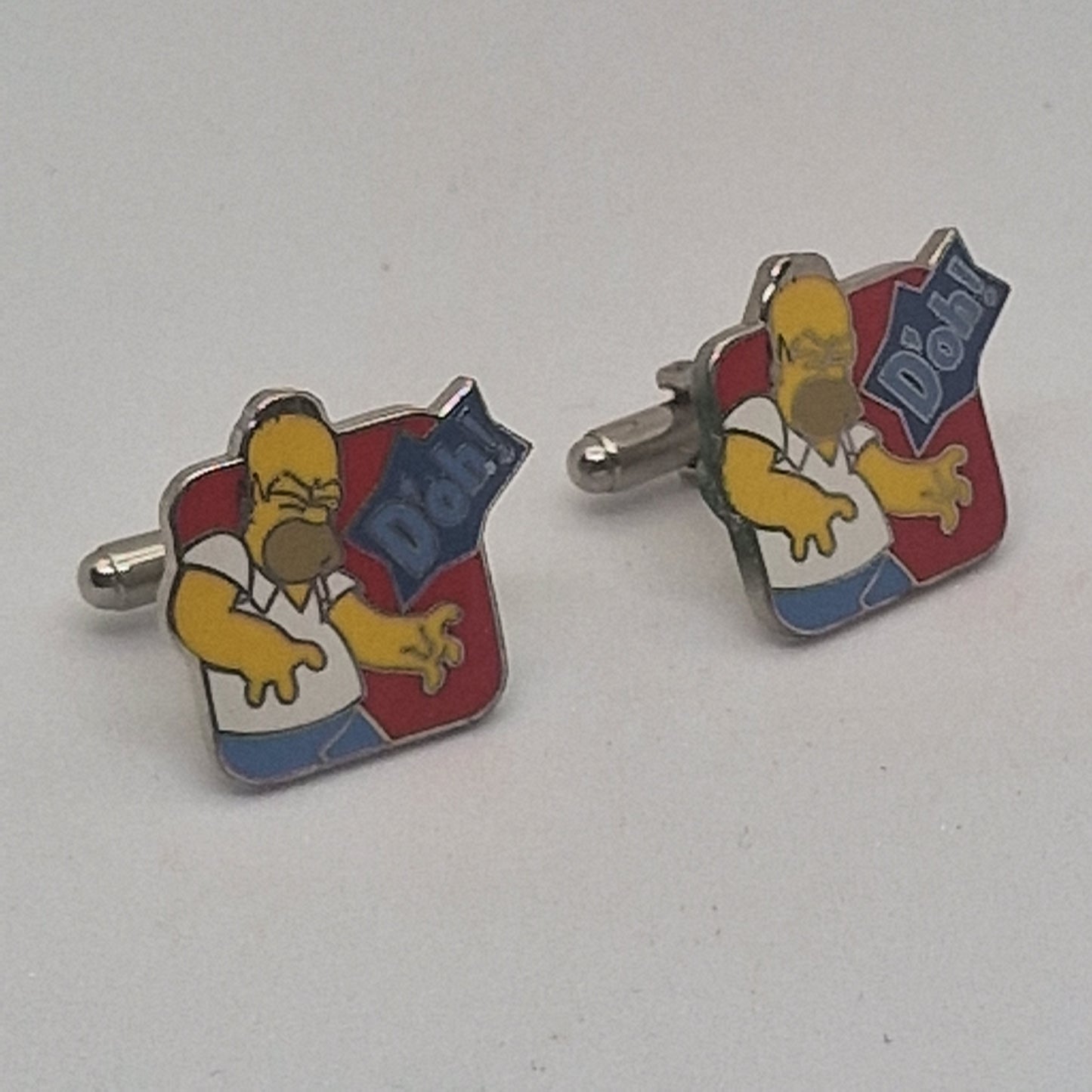 Vintage The Simpsons 1990s Silver-Tone Homer Simpson Figural Enamel Cufflinks – photo 2