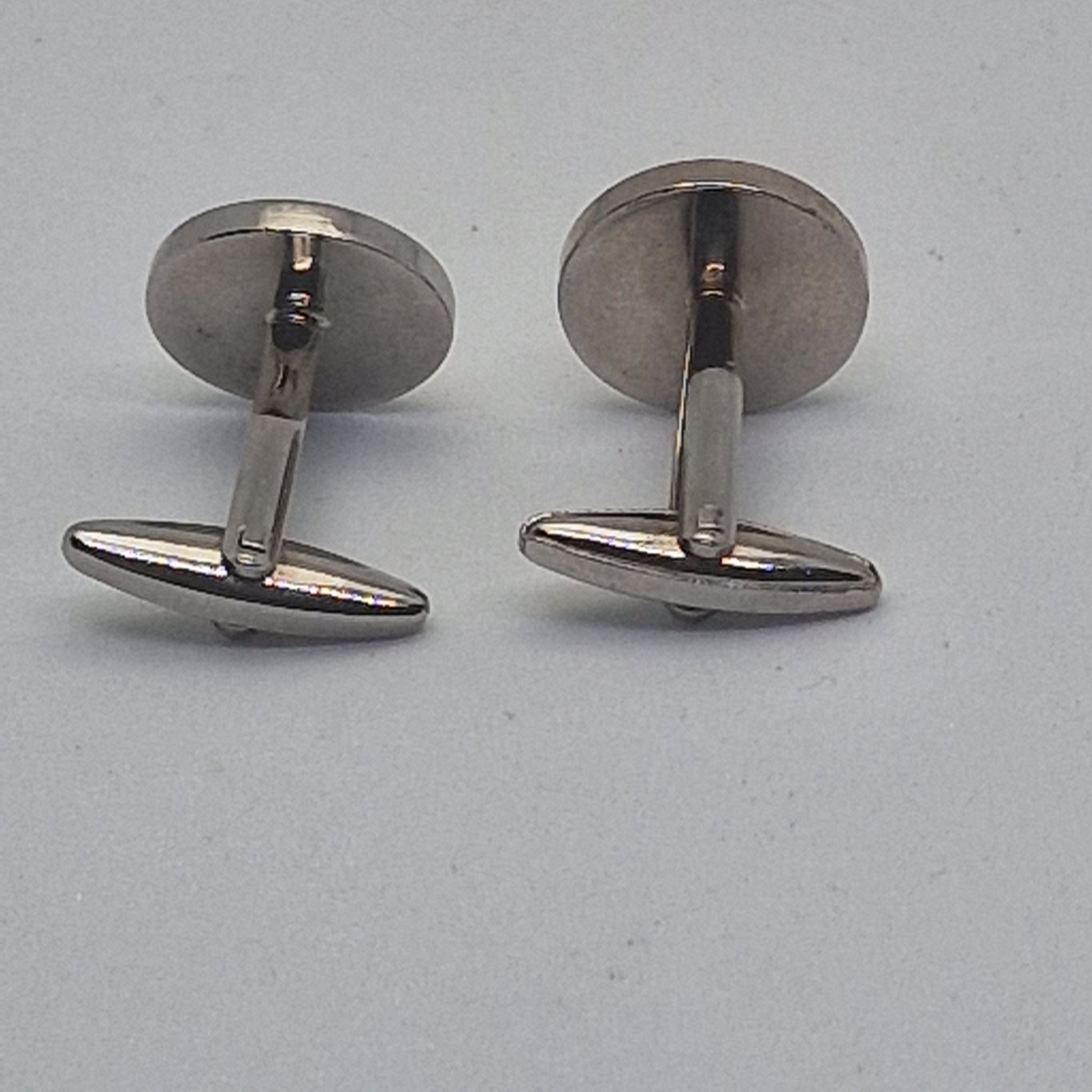 Vintage 1970s Silver-Tone Plain Round Disc Cufflinks Minimalist Geometric Men – photo 4