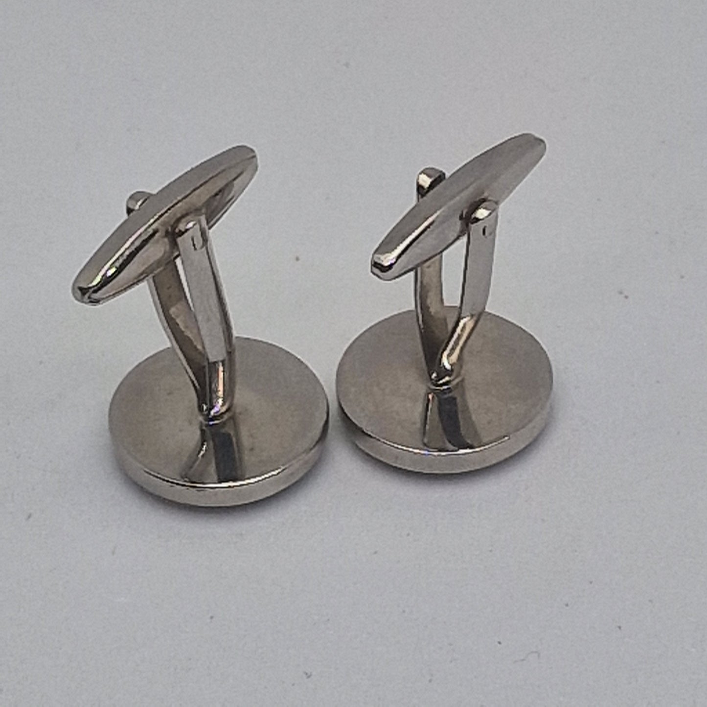 Vintage 1970s Silver-Tone Plain Round Disc Cufflinks Minimalist Geometric Men – photo 6