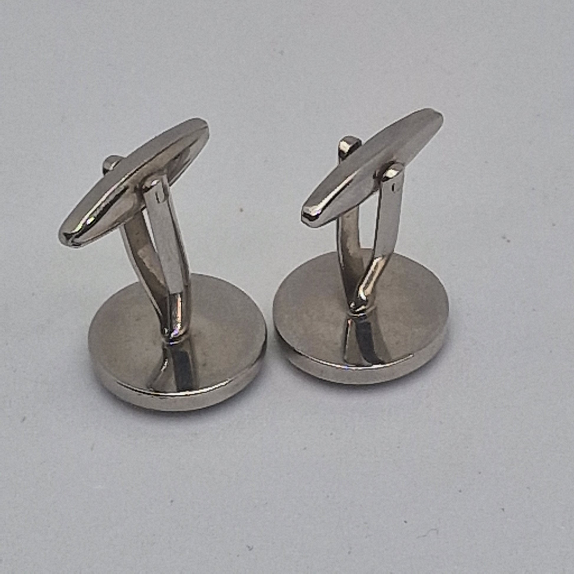 Vintage 1970s Silver-Tone Plain Round Disc Cufflinks Minimalist Geometric Men – photo 6