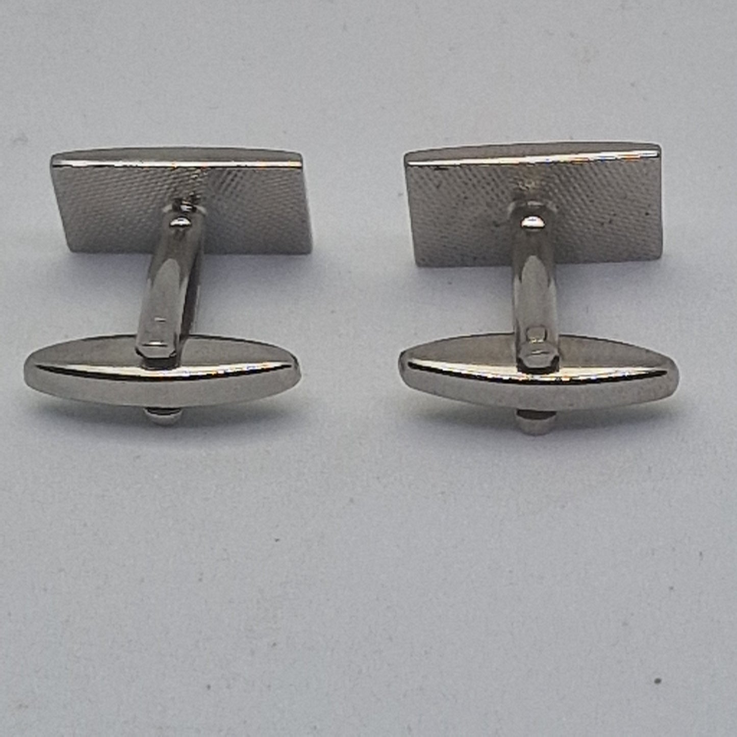 Vintage 1970s Silver-Tone Square Cufflinks Blue Rhinestone Baguette Geometric – photo 4