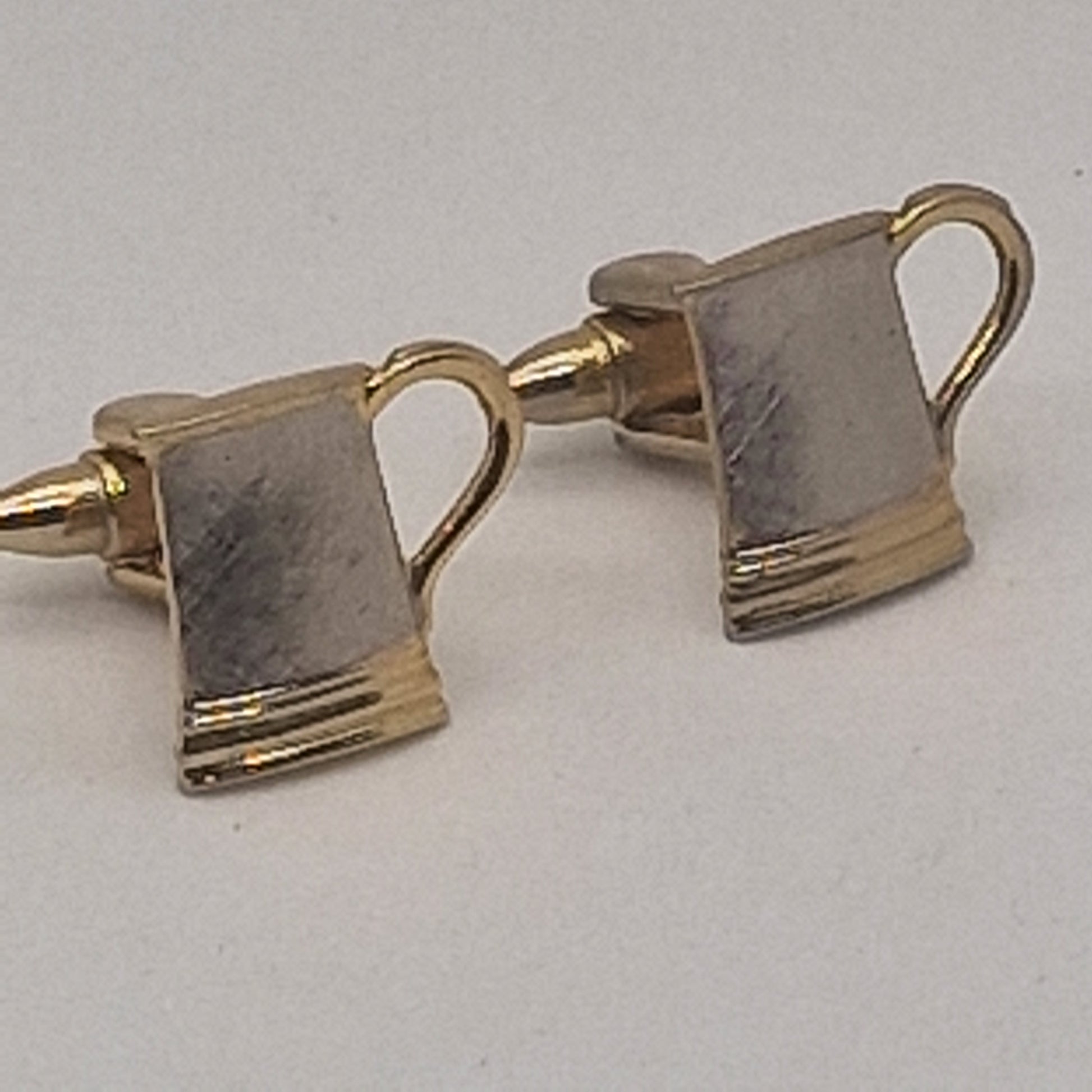 Vintage 1970s Gold Silver-Tone Beer Mug Tankard Cufflinks Novelty Figural Mens – photo 2