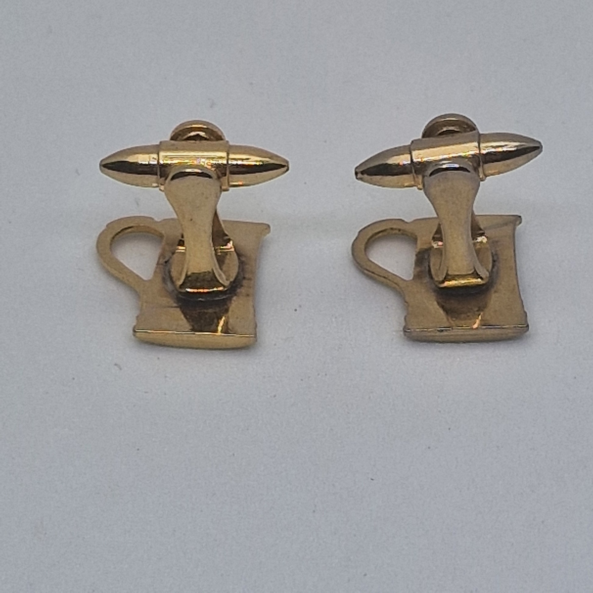 Vintage 1970s Gold Silver-Tone Beer Mug Tankard Cufflinks Novelty Figural Mens – photo 6