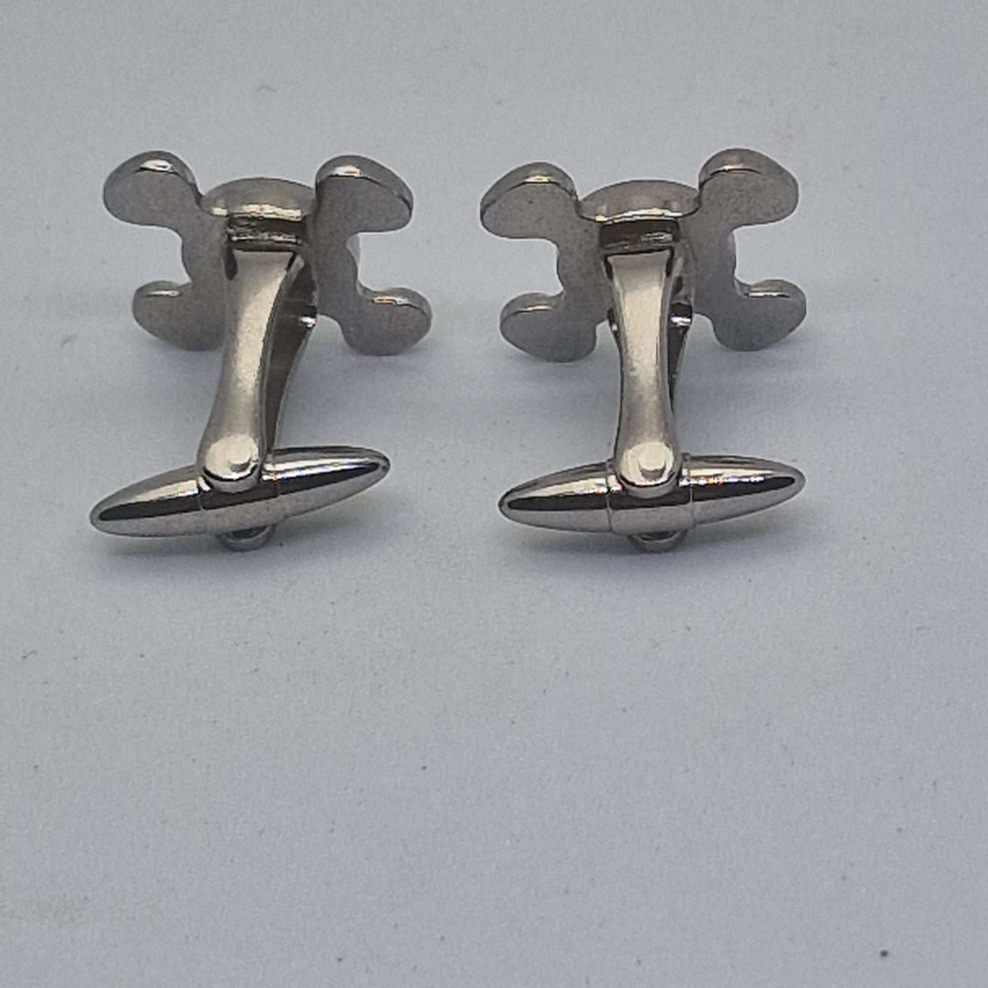 Vintage 1970s Silver-Tone Hot And Cold Tap Handle Cufflinks Enamel Figural Men – photo 2