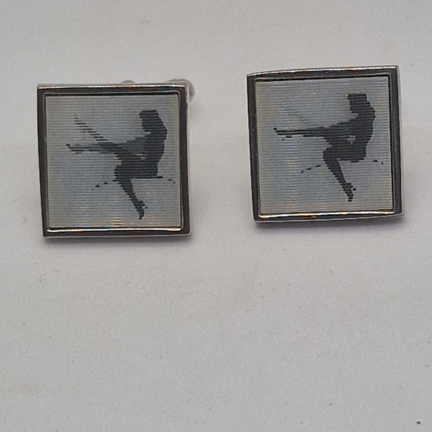 Vintage 1970s Silver-Tone Lenticular Novelty Cufflinks Animated Pin-Up Girl Men
