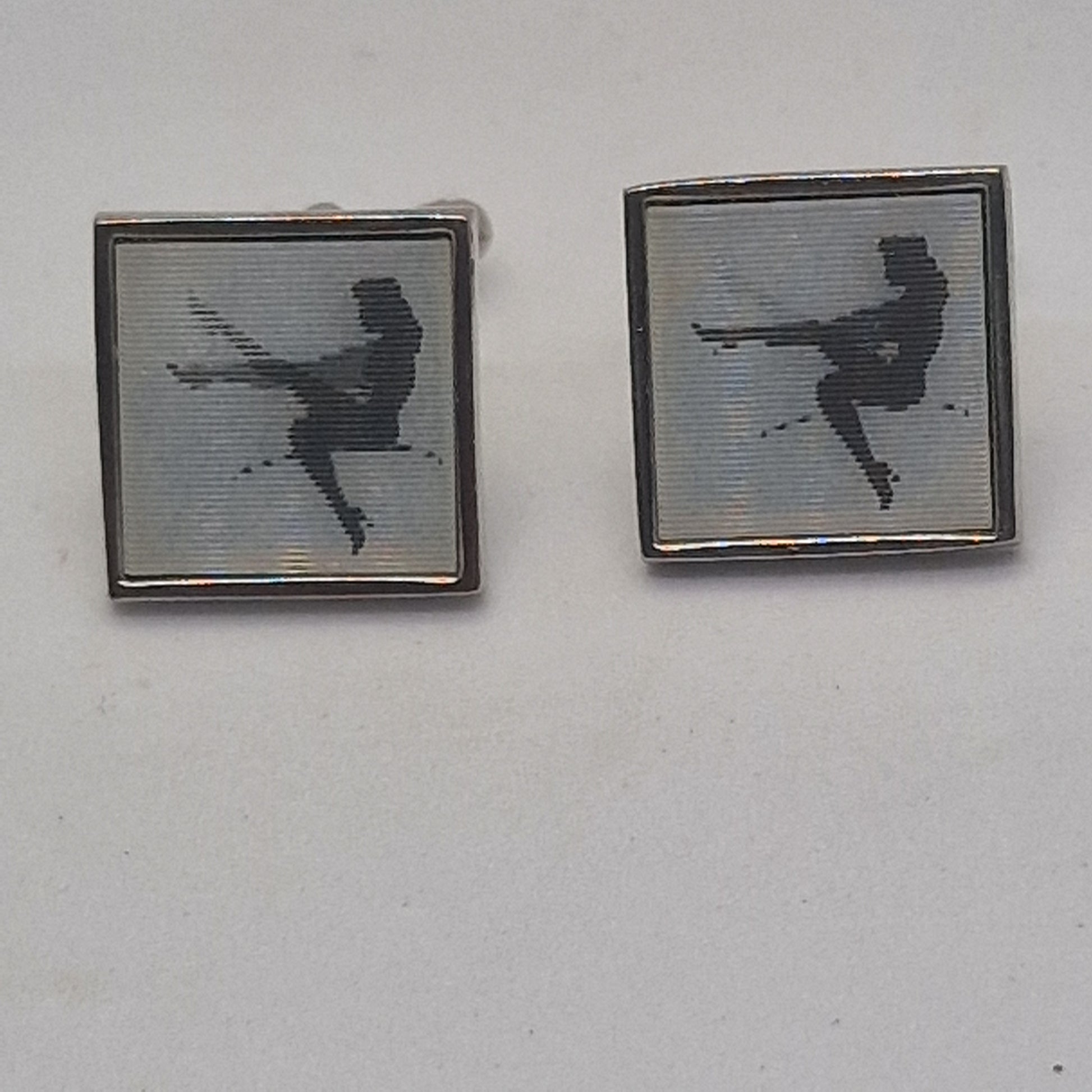 Vintage 1970s Silver-Tone Lenticular Novelty Cufflinks Animated Pin-Up Girl Men