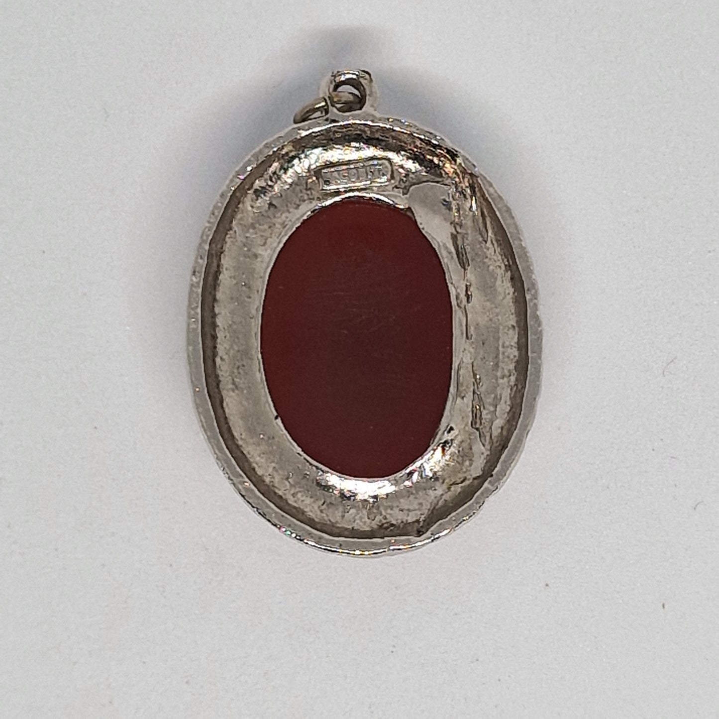 Vintage Jacobite 1970s Pendant Silver-Tone Carnelian Oval Scottish Scroll Signed – photo 3