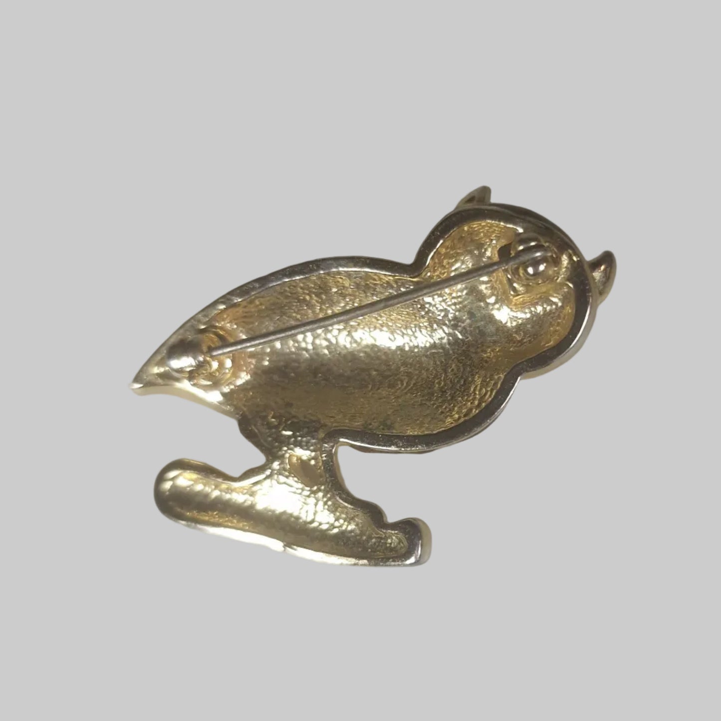 Vintage Gold-Tone Figural Owl Brooch Animal Enamel Costume Jewelry Figural Pin