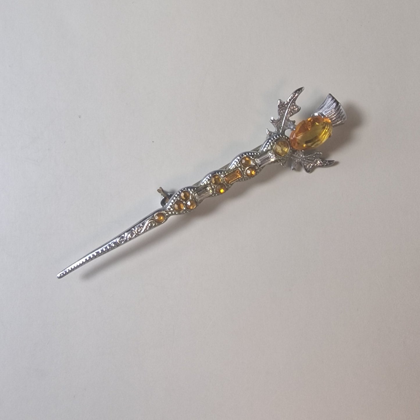 Antique Silver-Tone Mizpah Brooch Sentimental Two Hearts Victorian Figural Pin