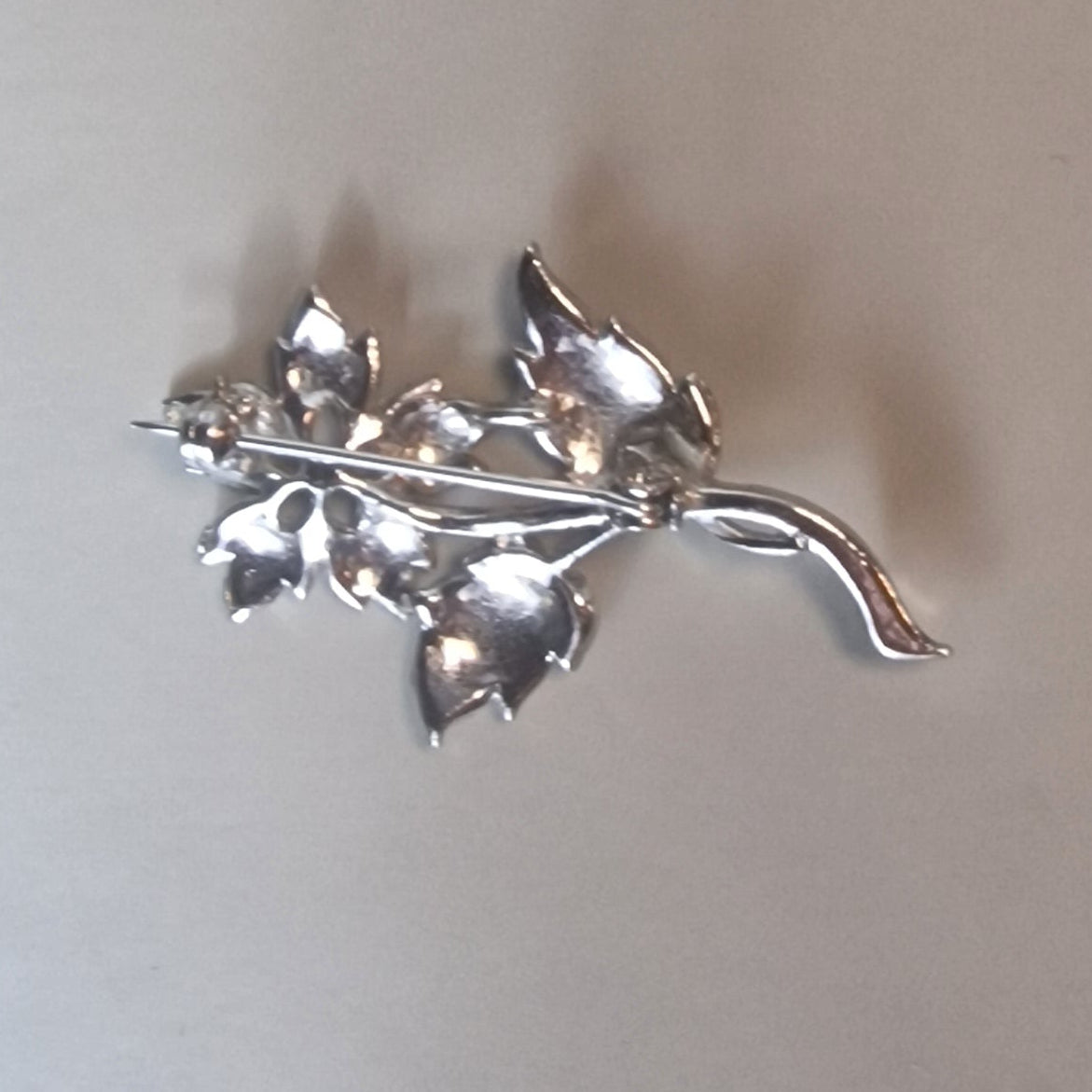 Vintage 1950s Silver-Tone Floral Brooch Marcasite Mid-Century Pin Costume Chic
