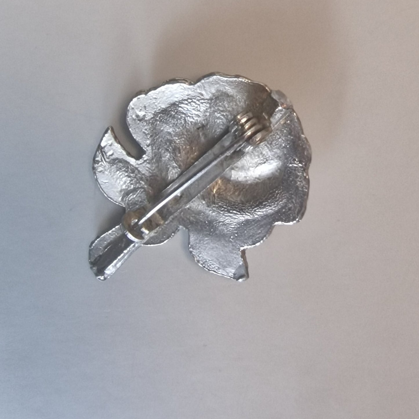 Vintage Sterling Silver Sculpted Rose Brooch Botanical Floral Stem Figural Pin