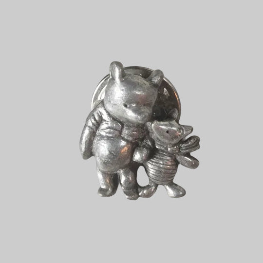 Vintage Silver-Tone Mama Bear And Baby Bear Novelty Figural Brooch Animal Pin