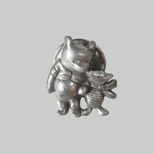 Vintage Silver-Tone Mama Bear And Baby Bear Novelty Figural Brooch Animal Pin