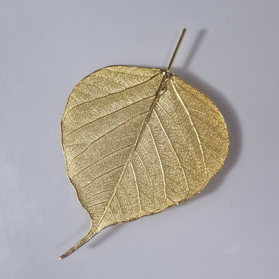 Vintage 1970s Gold-Tone Electroformed Leaf Brooch Botanical Figural Nature UK