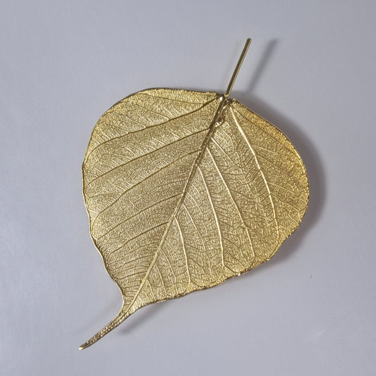 Vintage 1970s Gold-Tone Electroformed Leaf Brooch Botanical Figural Nature UK