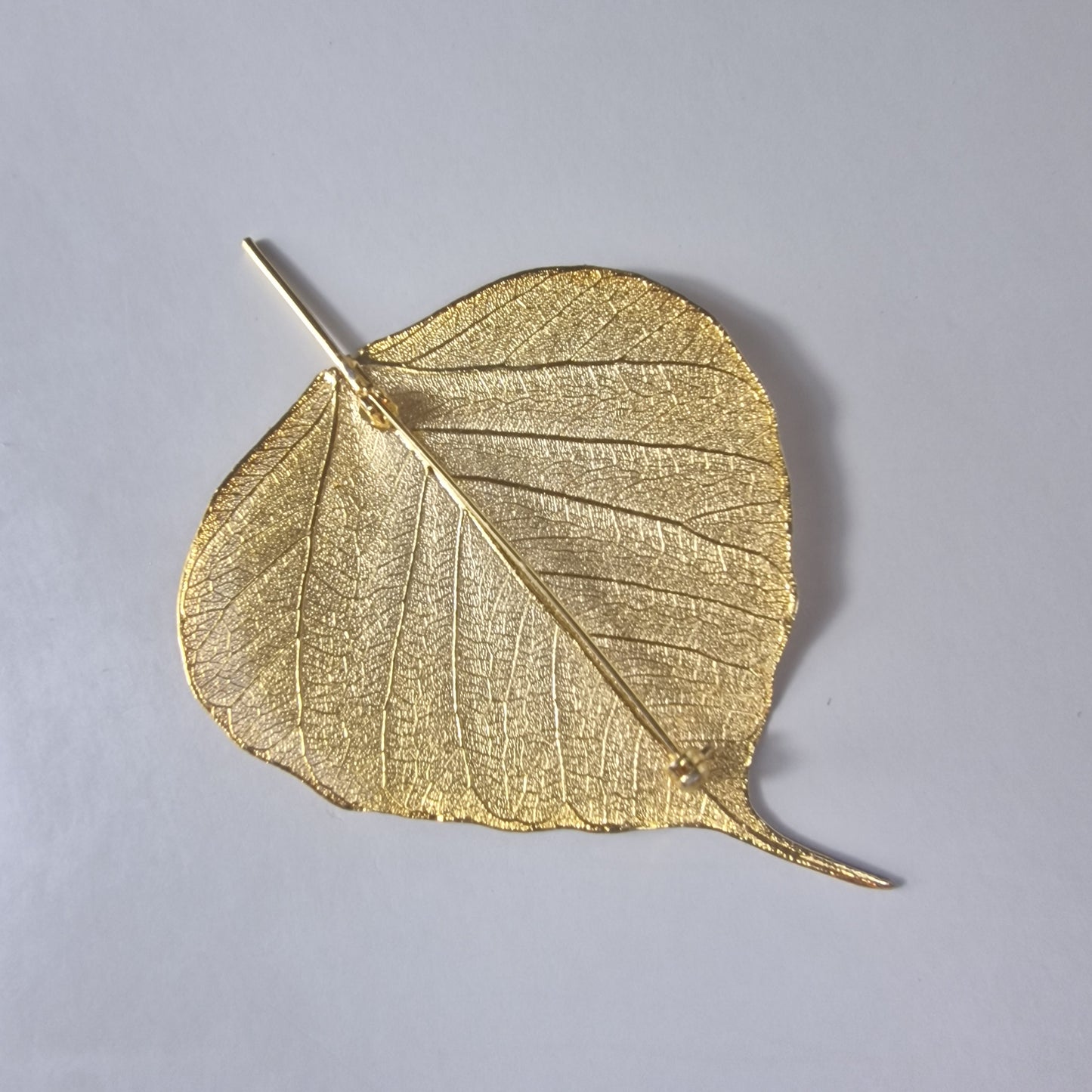 Vintage 1970s Gold-Tone Electroformed Leaf Brooch Botanical Figural Nature UK