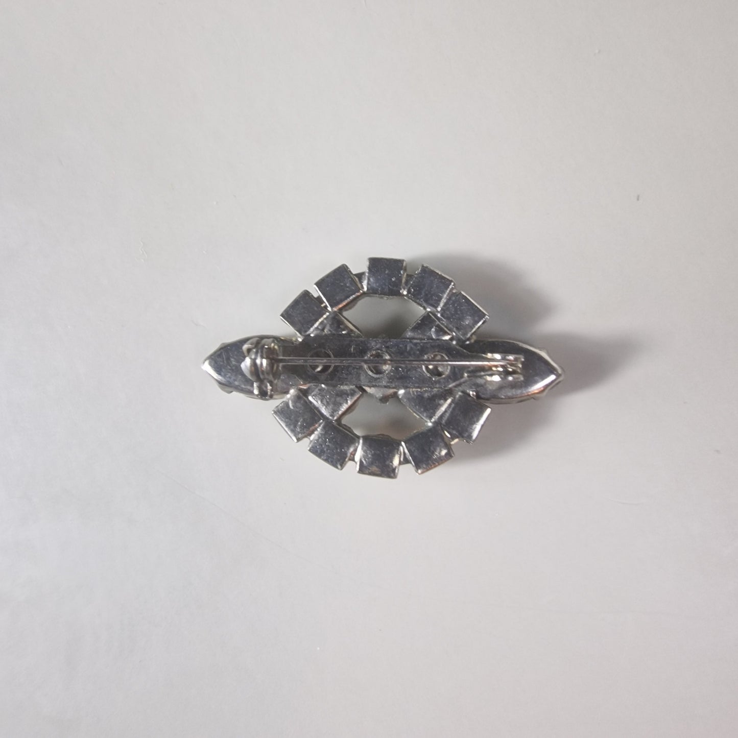 Vintage 1950s Silver-Tone Rhinestone Brooch Clear Crystal Marquise Spray Chic