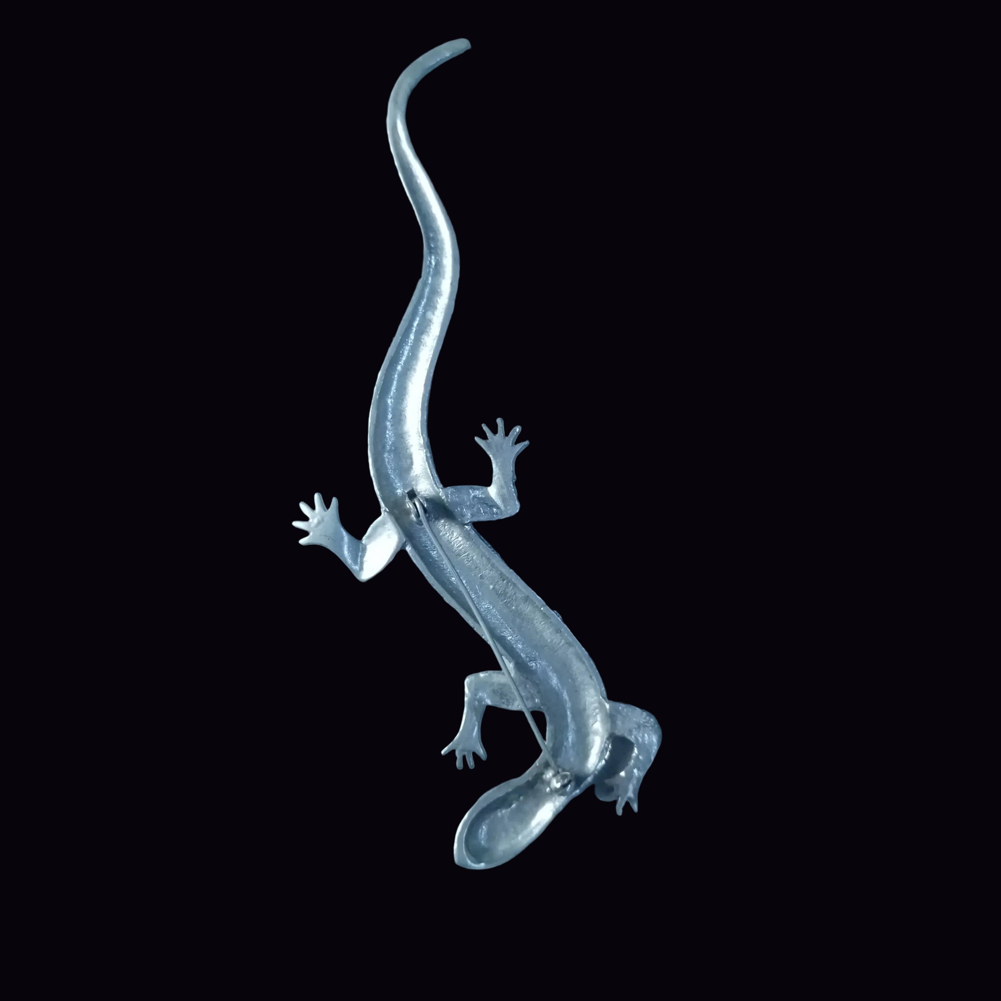 Vintage Silver-Tone Textured Lizard Gecko Brooch Figural Animal Costume Pin 80s – photo 3