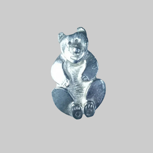 Vintage Silver-Tone Figural Bear Brooch Animal Lapel Pin 1980s Costume Jewelry