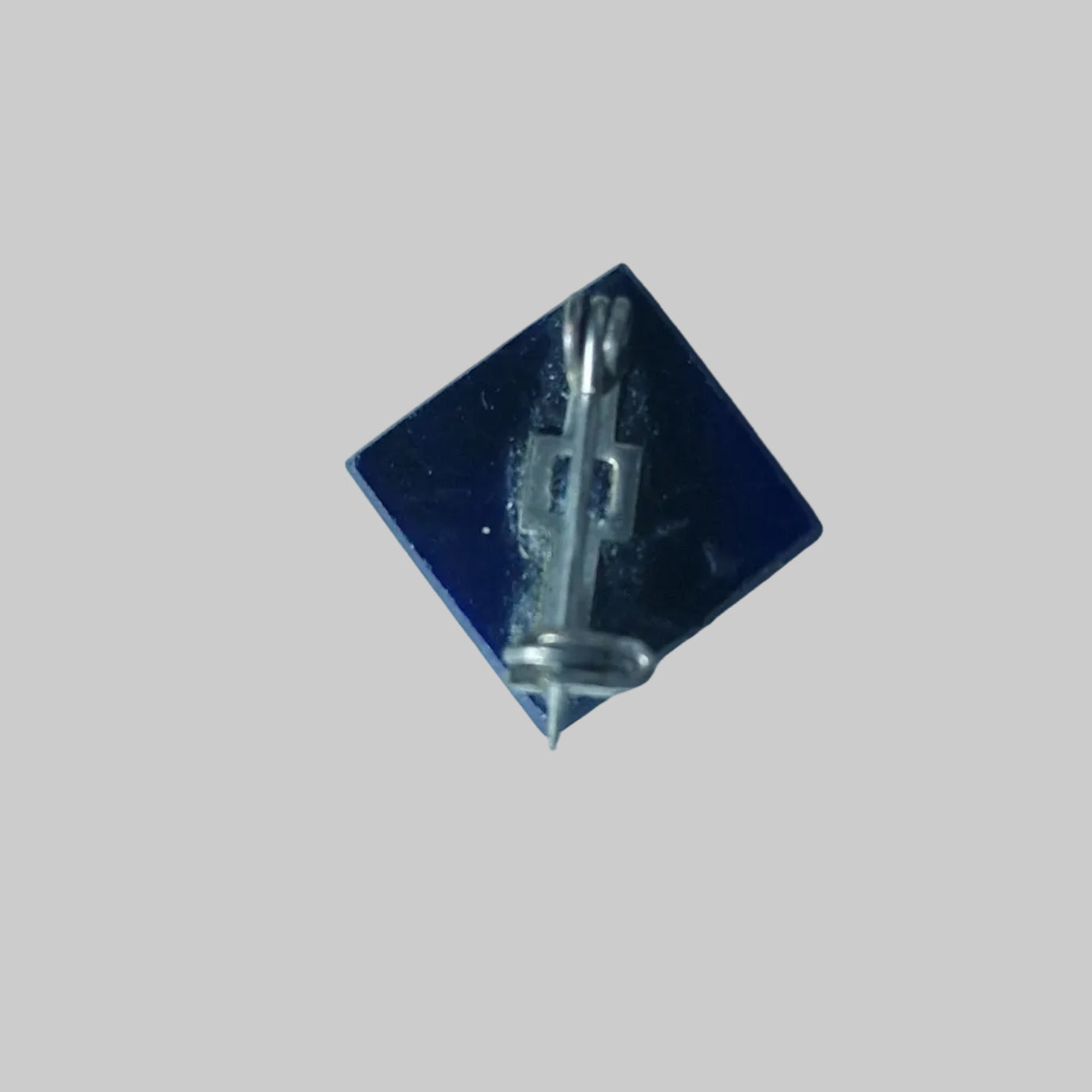 Vintage Blue Plastic Brooch Geometric Square Navy White 1970s Costume Jewelry – photo 2
