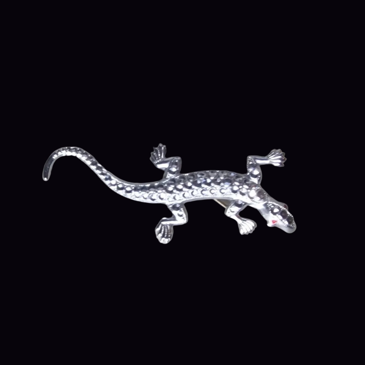 Vintage Silver-Tone Lizard Brooch Figural Animal Reptile Pin Costume Jewellery – photo 2