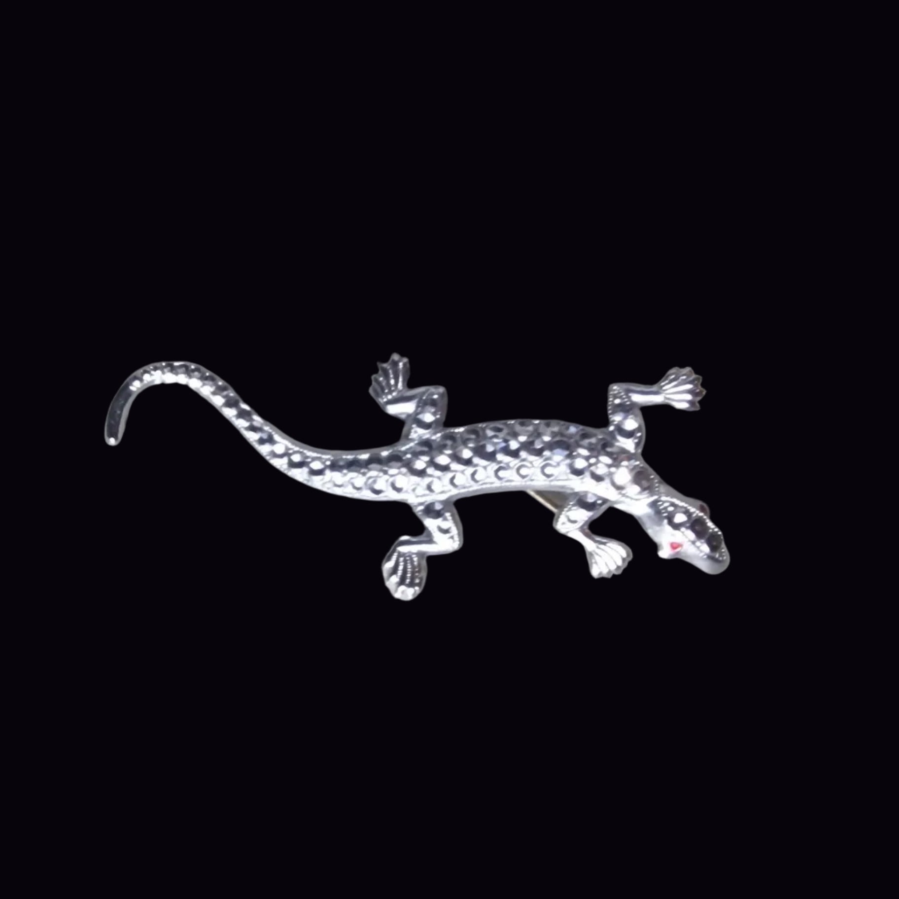 Vintage Silver-Tone Lizard Brooch Figural Animal Reptile Pin Costume Jewellery – photo 2