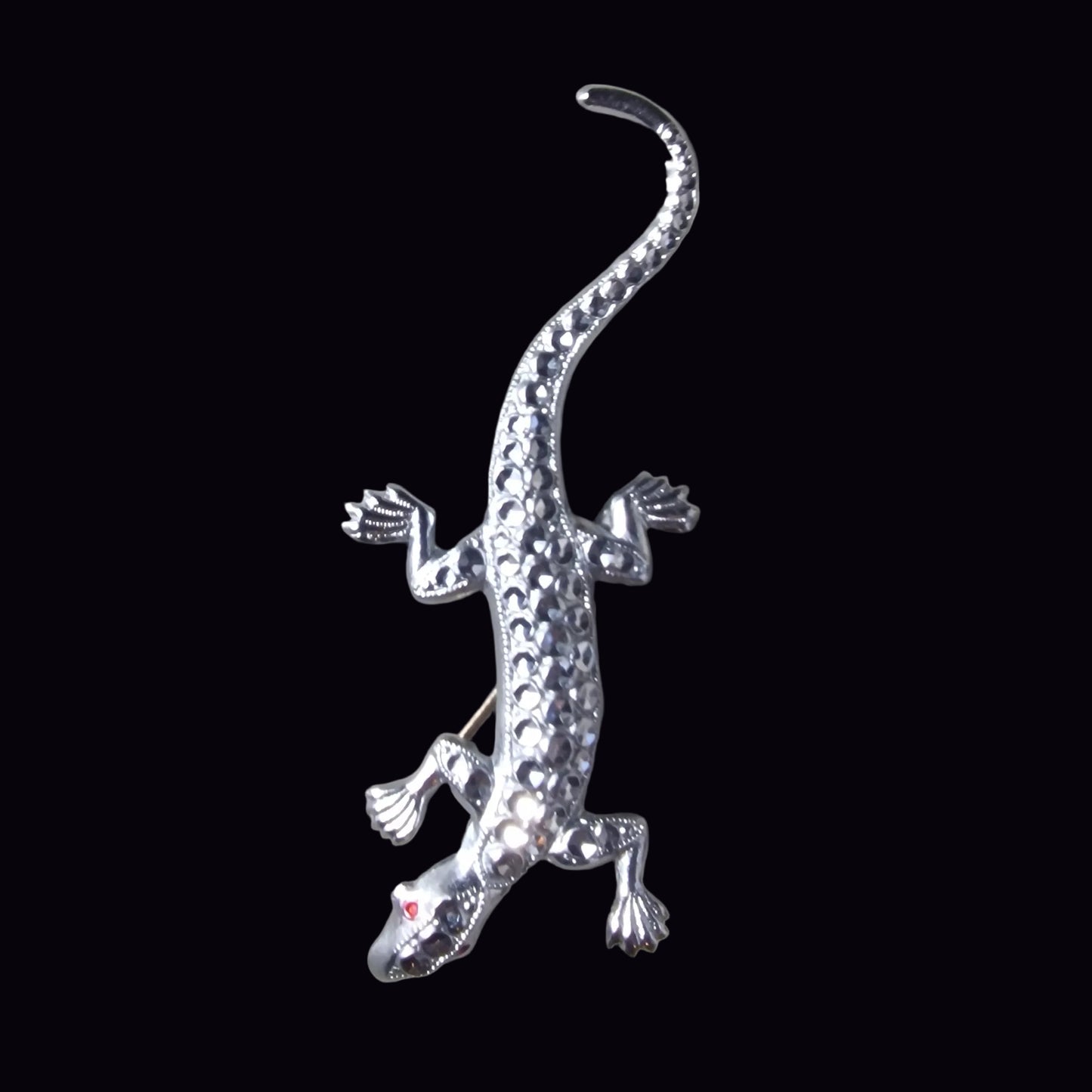 Vintage Silver-Tone Lizard Brooch Figural Animal Reptile Pin Costume Jewellery – photo 3