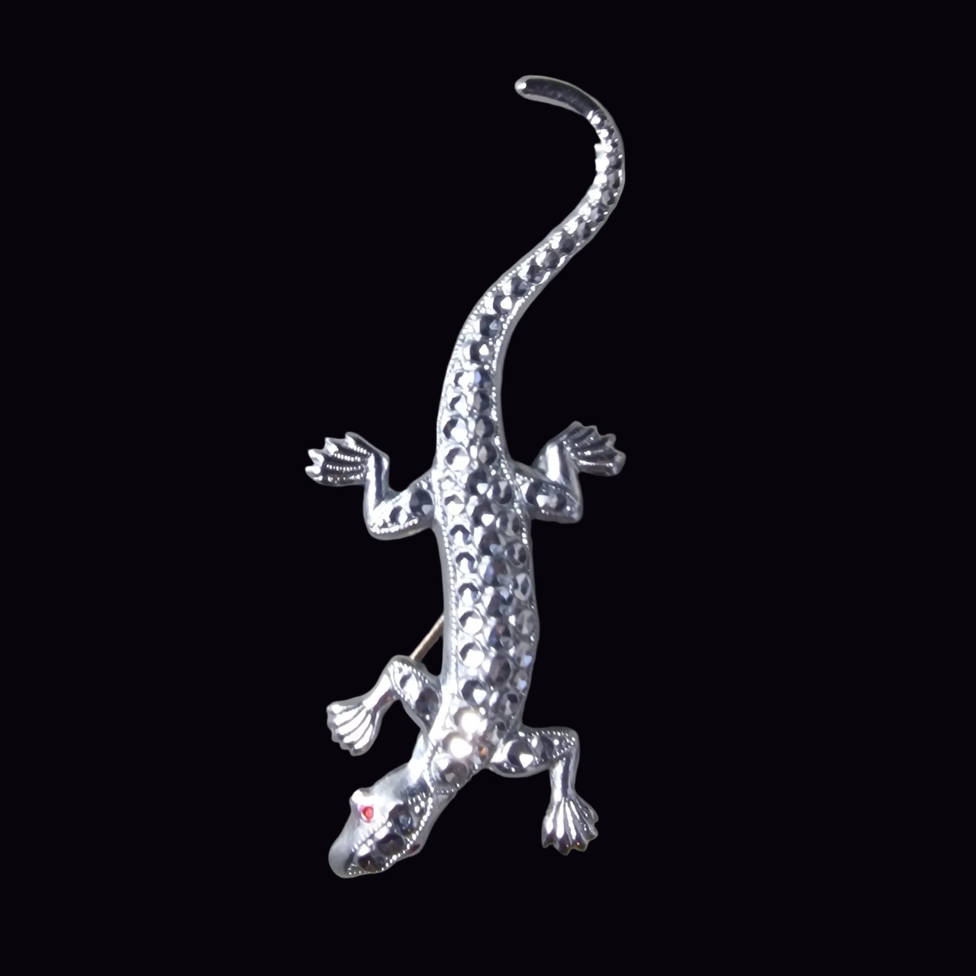 Vintage Silver-Tone Lizard Brooch Figural Animal Reptile Pin Costume Jewellery – photo 3