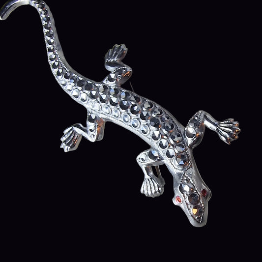 Vintage Silver-Tone Lizard Brooch Figural Animal Reptile Pin Costume Jewellery
