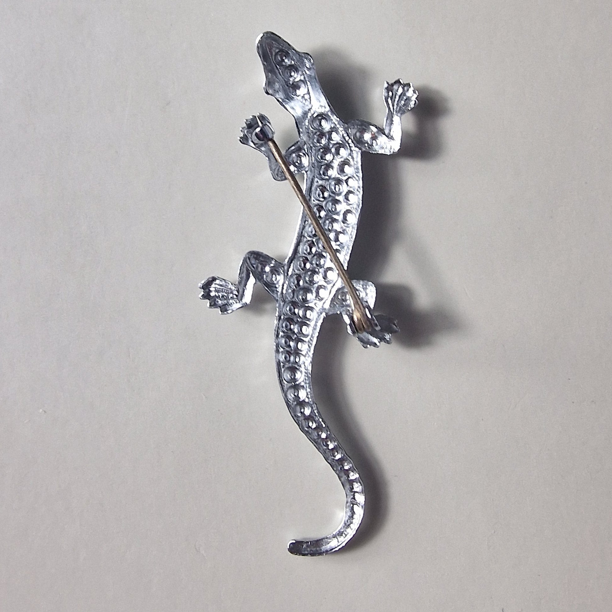 Vintage Silver-Tone Lizard Brooch Figural Animal Reptile Pin Costume Jewellery – photo 4