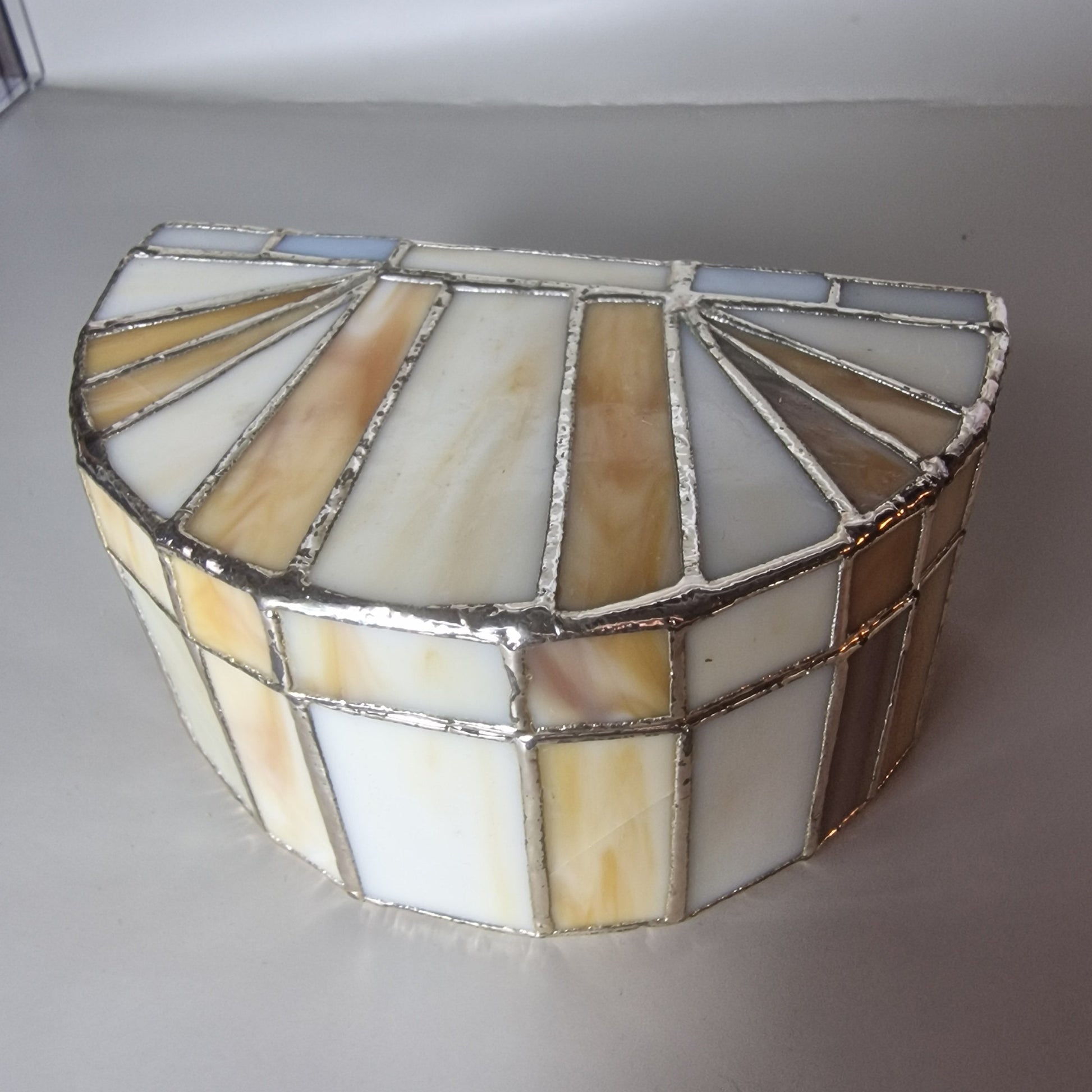 Vintage Mother Of Pearl Art Deco Hinged Jewellery Box Velvet Geometric Mosaic – photo 3