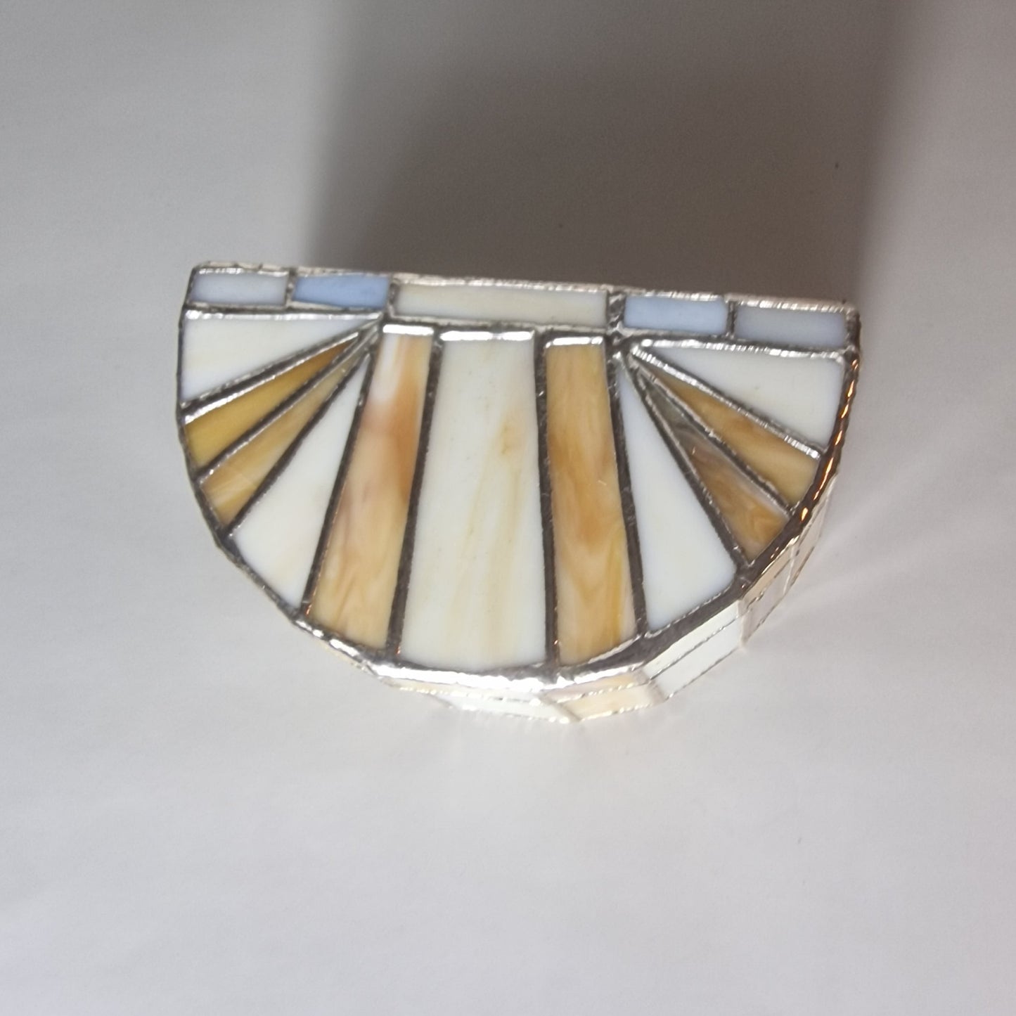 Vintage Mother Of Pearl Art Deco Hinged Jewellery Box Velvet Geometric Mosaic – photo 4