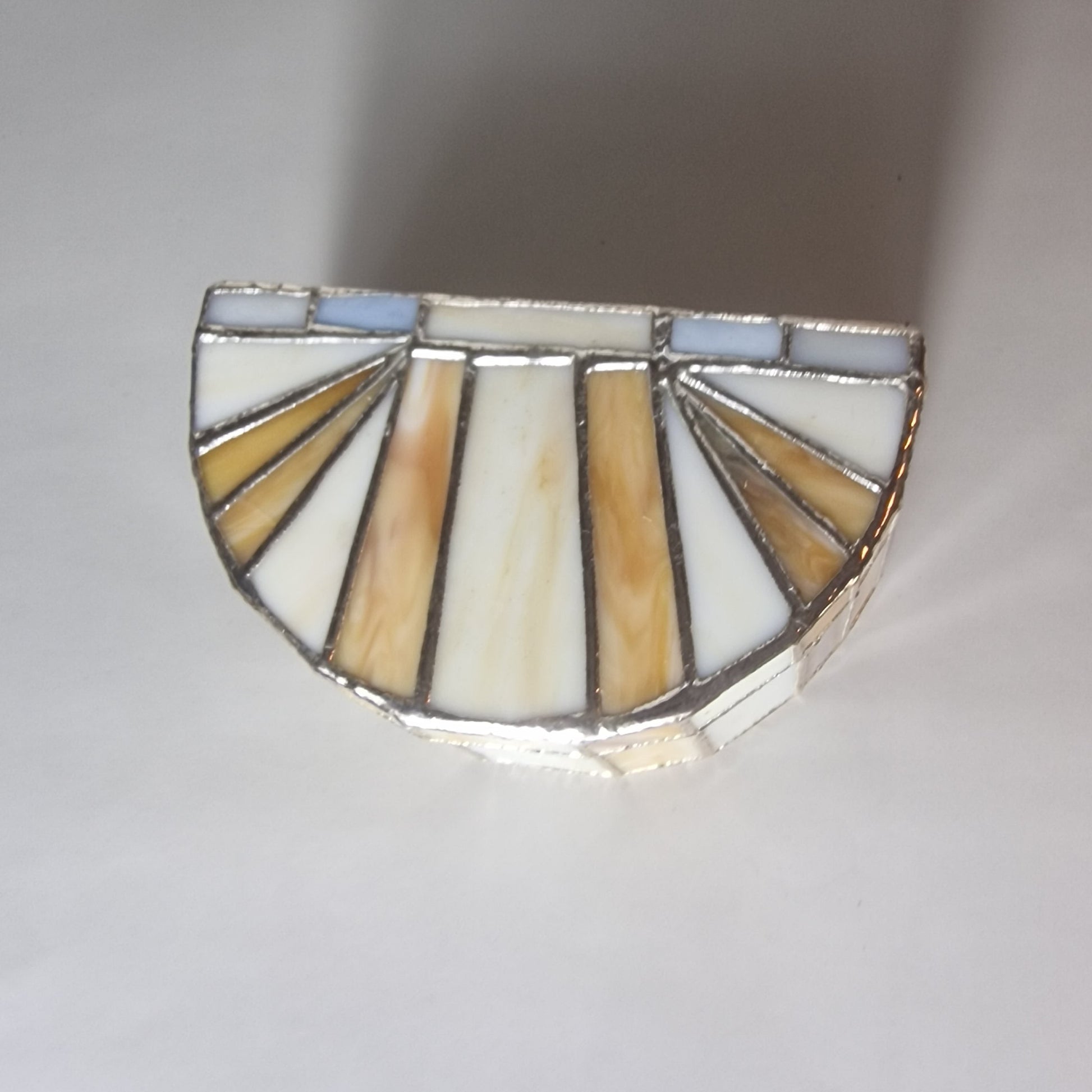 Vintage Mother Of Pearl Art Deco Hinged Jewellery Box Velvet Geometric Mosaic – photo 4
