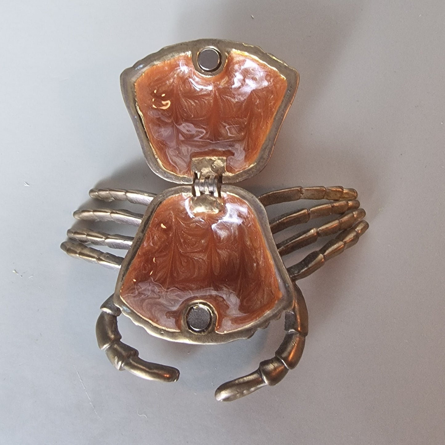 Vintage Gold-Tone Enamel Crab Jewellery Box Figural Rhinestone Animal Figurine – photo 4