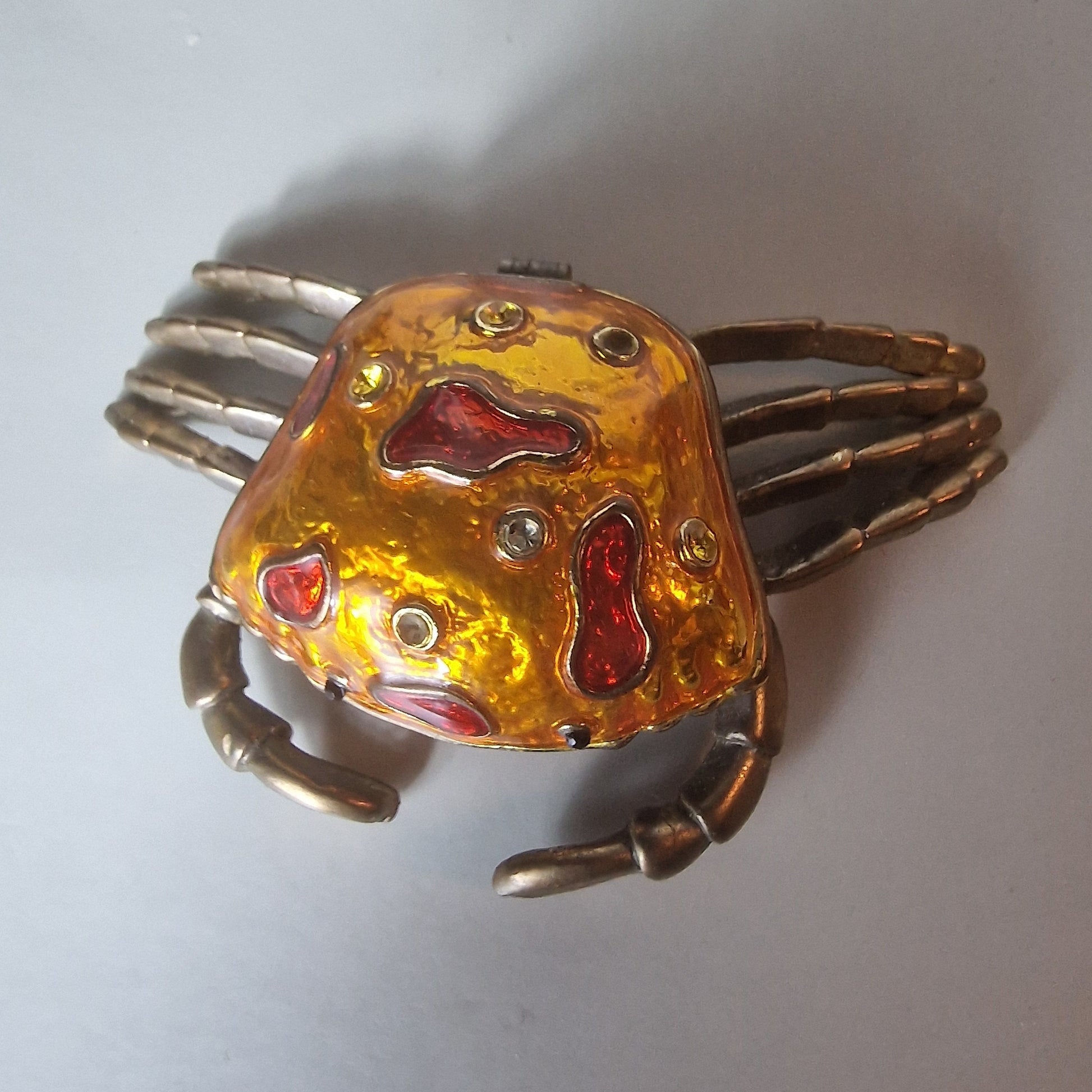 Vintage Gold-Tone Enamel Crab Jewellery Box Figural Rhinestone Animal Figurine – photo 7