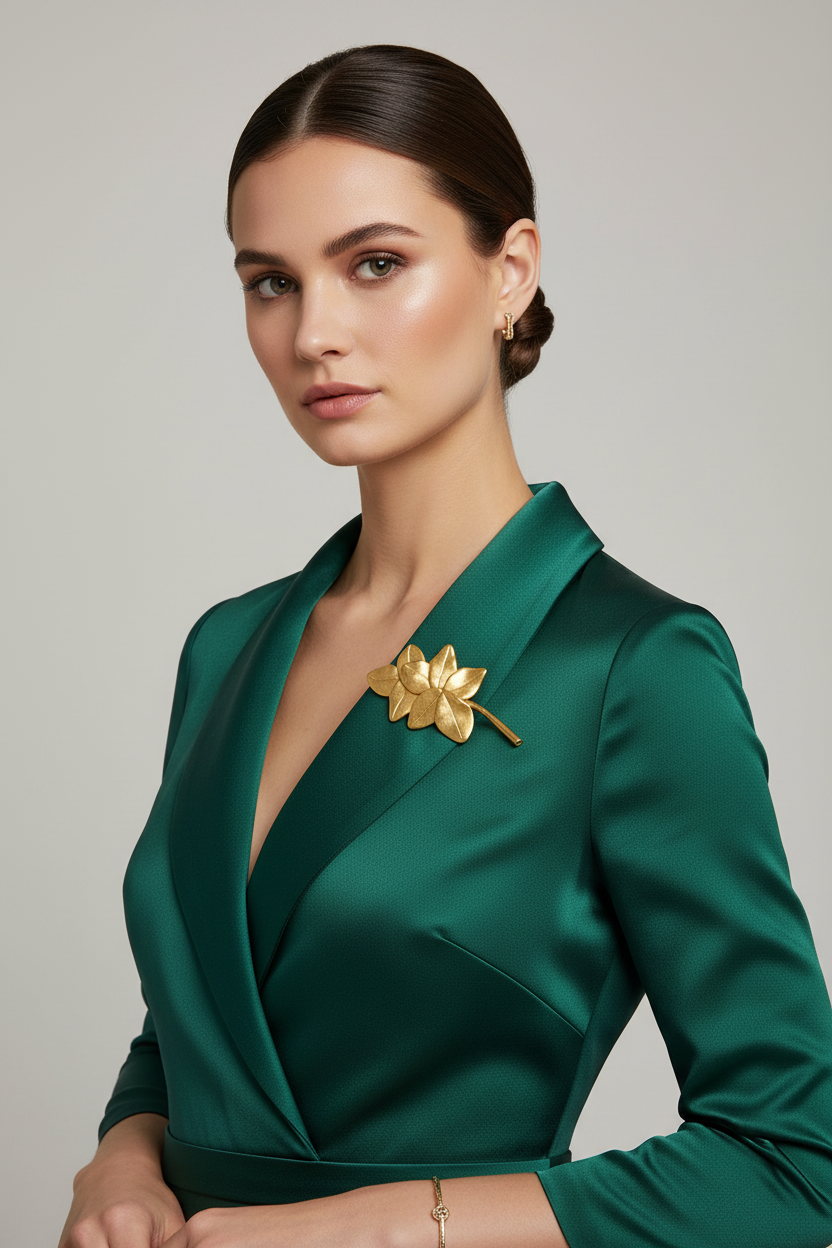 Vintage Avon 1970s Signed Leaf Cluster Brooch, Gold-Tone Botanical Lapel Pin,